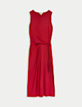 Robe midi en jersey à taille ajustée et nouée