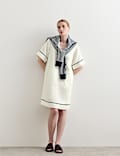 Pure Linen Relaxed V-Neck Knee Length Dress