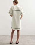 Pure Linen Relaxed V-Neck Knee Length Dress