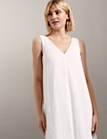 Pure Linen V-Neck Maxi Relaxed Dress
