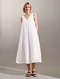 Pure Linen V-Neck Maxi Relaxed Dress