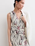 Pure Silk Floral V-Neck Maxi Column Dress