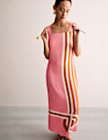 Printed Square Neck Midi Column Dress