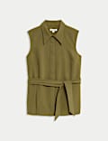 Herringbone Godet Sleeveless Shirt