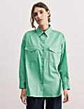 Pure Cotton Collared Relaxed Utility Shirt