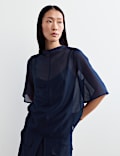 Organza Funnel Neck Top