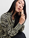Jacquard Printed Tie Neck Blouse