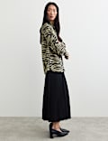 Jacquard Printed Tie Neck Blouse