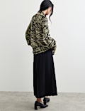 Jacquard Printed Tie Neck Blouse