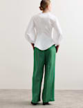 Zuiver katoenen blouse met knoopsluiting en V-hals