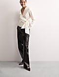 Pure Cotton V-Neck Ruffle Wrap Top
