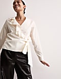 Pure Cotton V-Neck Ruffle Wrap Top