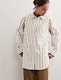 Pure Cotton Striped Oversized Shirt