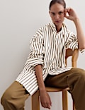 Pure Cotton Striped Oversized Shirt