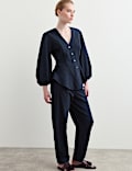 Cotton Rich Textured V-Neck Blouse