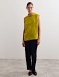 Top coordonné à petites manches et motif avocat jacquard