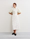 Chemise en organza de coton texturé avec encolure
