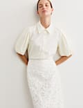 Chemise en organza de coton texturé avec encolure