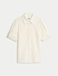 Chemise en organza de coton texturé avec encolure