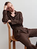 Wool Rich Pinstripe Collared Shirt