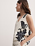 Linen Rich Applique V-Neck Top