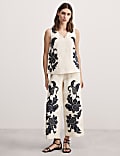 Linen Rich Applique V-Neck Top