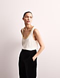 Embellished Scoop Neck Shell Top