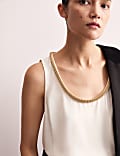 Embellished Scoop Neck Shell Top