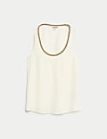 Embellished Scoop Neck Shell Top