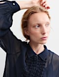 Sheer Collared Frill Detail Blouse