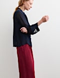 Sheer Collared Frill Detail Blouse