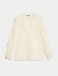 Lyocell Rich Collared Lace Detail Blouse