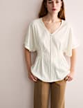 V-Neck Pintuck Top