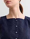Pure Cotton Dobby Stripe Square Neck Waistcoat
