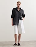 Silk Blend Collared Relaxed Shirt