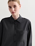 Silk Blend Collared Relaxed Shirt