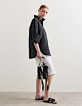 Silk Blend Collared Relaxed Shirt