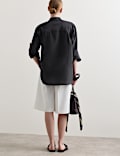Silk Blend Collared Relaxed Shirt
