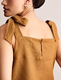 Pure Linen Square Neck Tie Strap Top