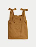 Pure Linen Square Neck Tie Strap Top