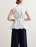 Pure Cotton Tie Front Blouse