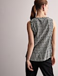 Pure Silk Geometric Scoop Neck Vest Top