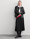 Pure Leather Collared Short Jacket