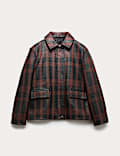 Leather Woven Checked Collared Jacket