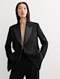 Pure Wool Tailored Tuxedo Longline Blazer