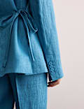 Pure Linen Straight Back Tie Detail Blazer
