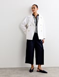 Manteau style trench coupe courte 100 % lin