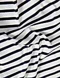 Pure Mercerised Cotton Striped Boat Neck Top