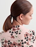 Merino Wool Rich Floral Funnel Neck Top