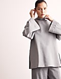 Jersey Funnel Neck Split Hem Relaxed Jumper